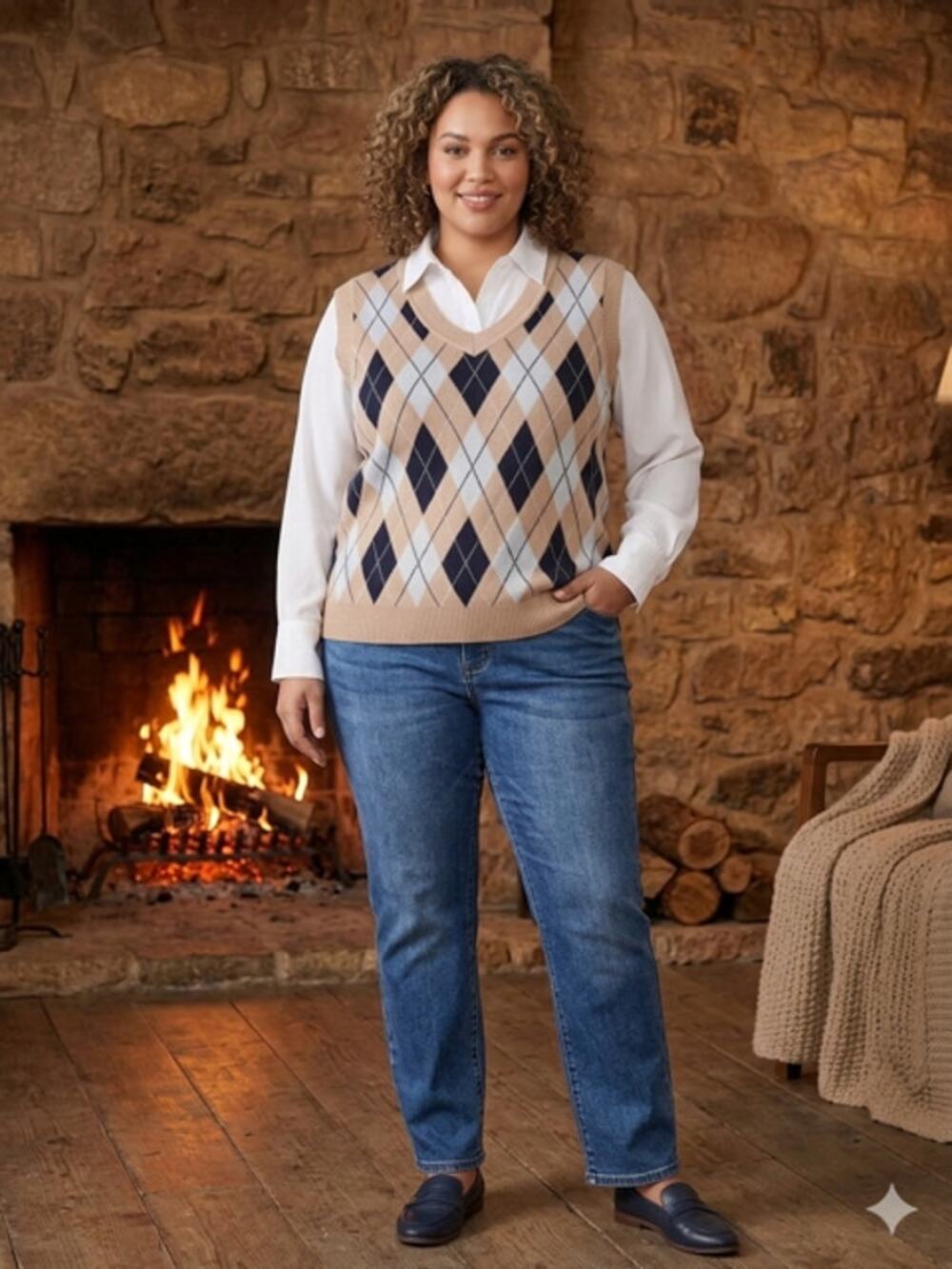 Haute Monde - Argyle Sweater Vest - 1X